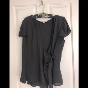 Size 16 LOFT Plus Flouncy Wrap Top with Tie Waist